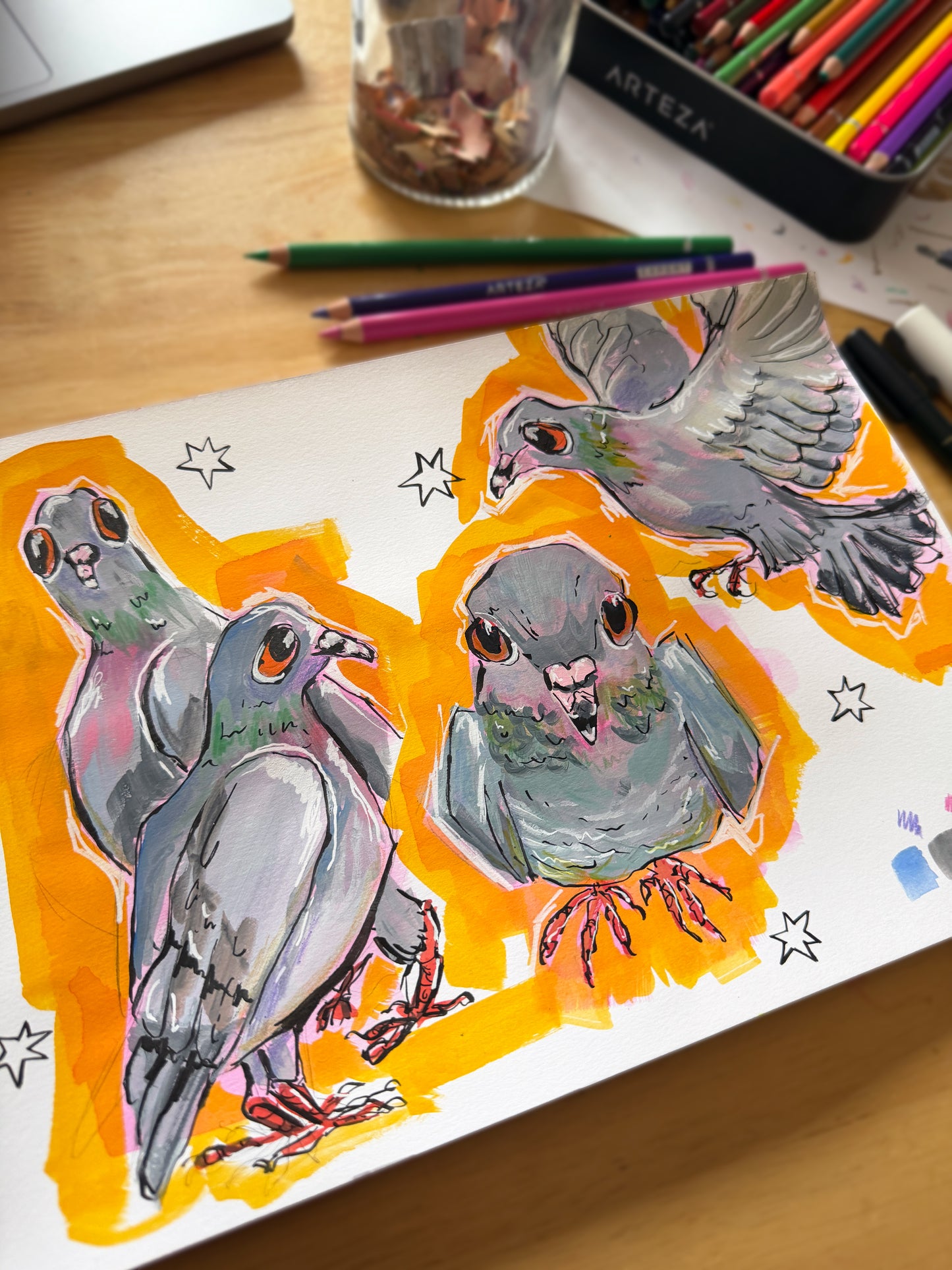 Two Pigeons Sticker