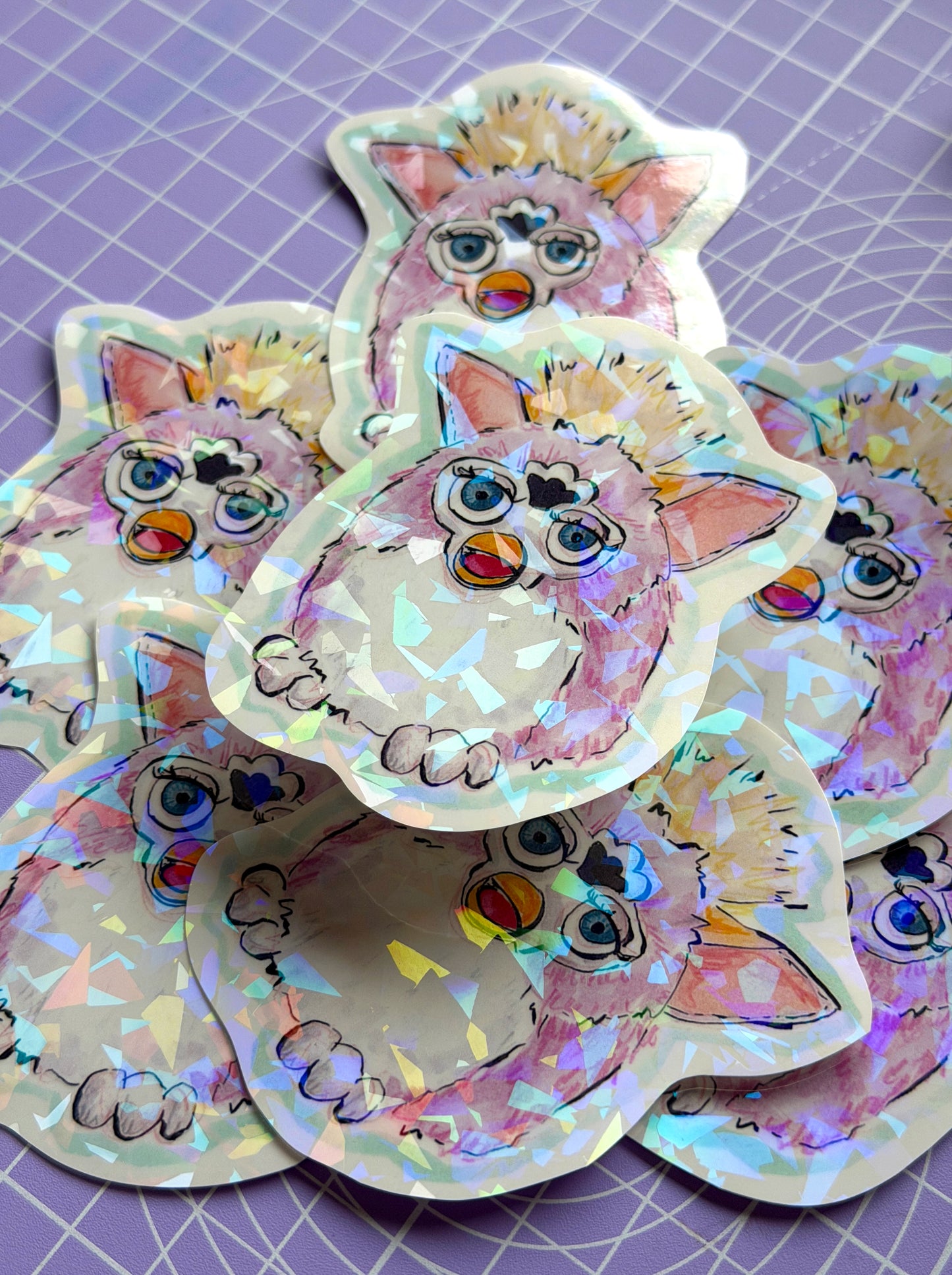 Holographic 90s Furby Sticker