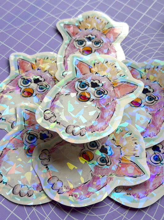 Holographic 90s Furby Sticker