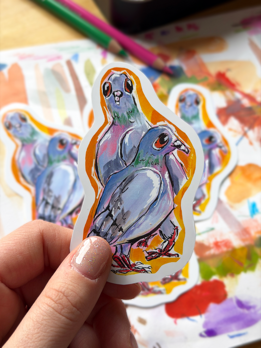 Two Pigeons Sticker